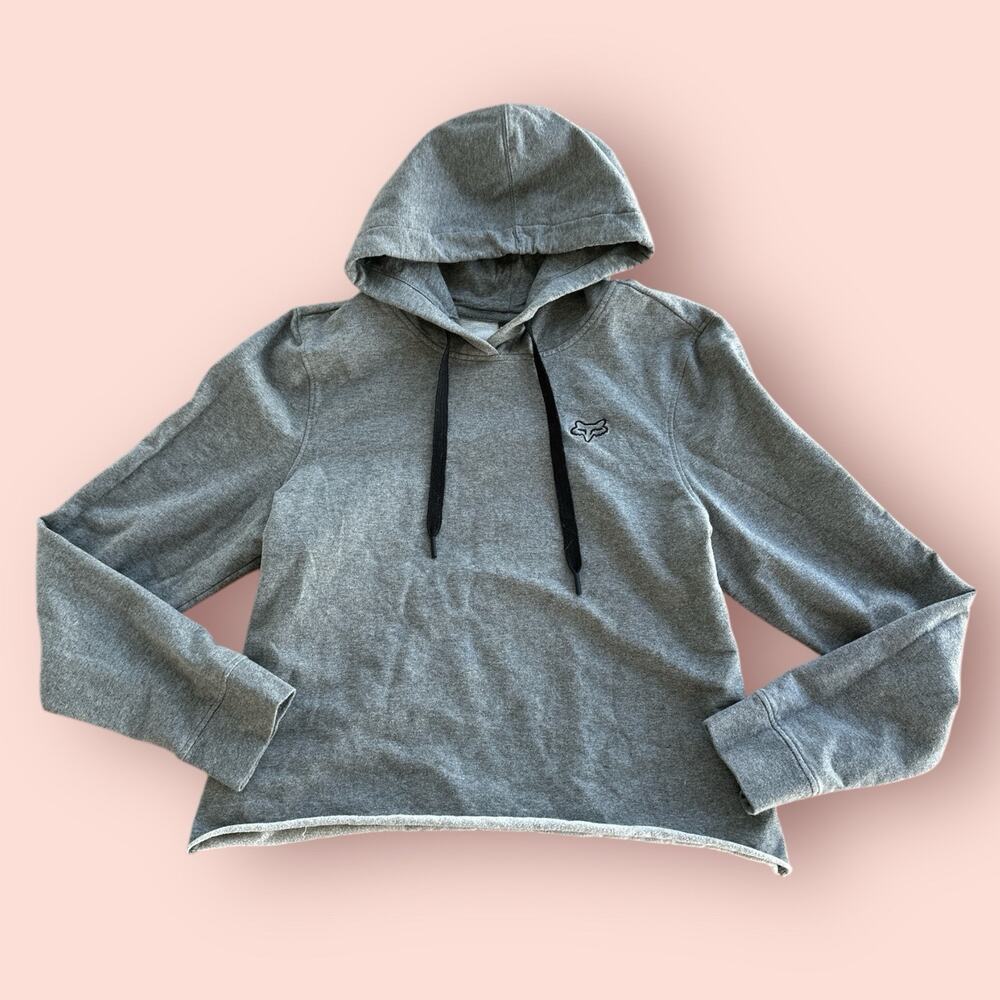 Fox Racing Crop Hoodie Sweatshirt Pullover Size Womens XL Gray Logo